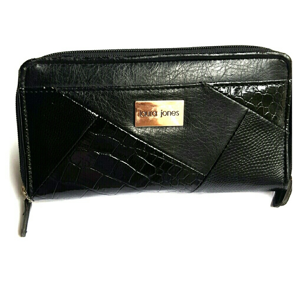 Laura Jones black 2 compartment purse